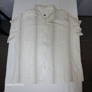 American Eagle Cream Shirt with Multicolor Stripes